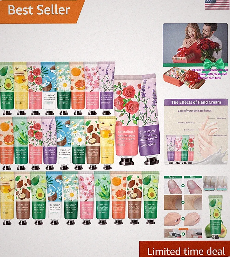 10 Scent Variety Hand Creams - Hydrating Gift Set for Women's Moisturization