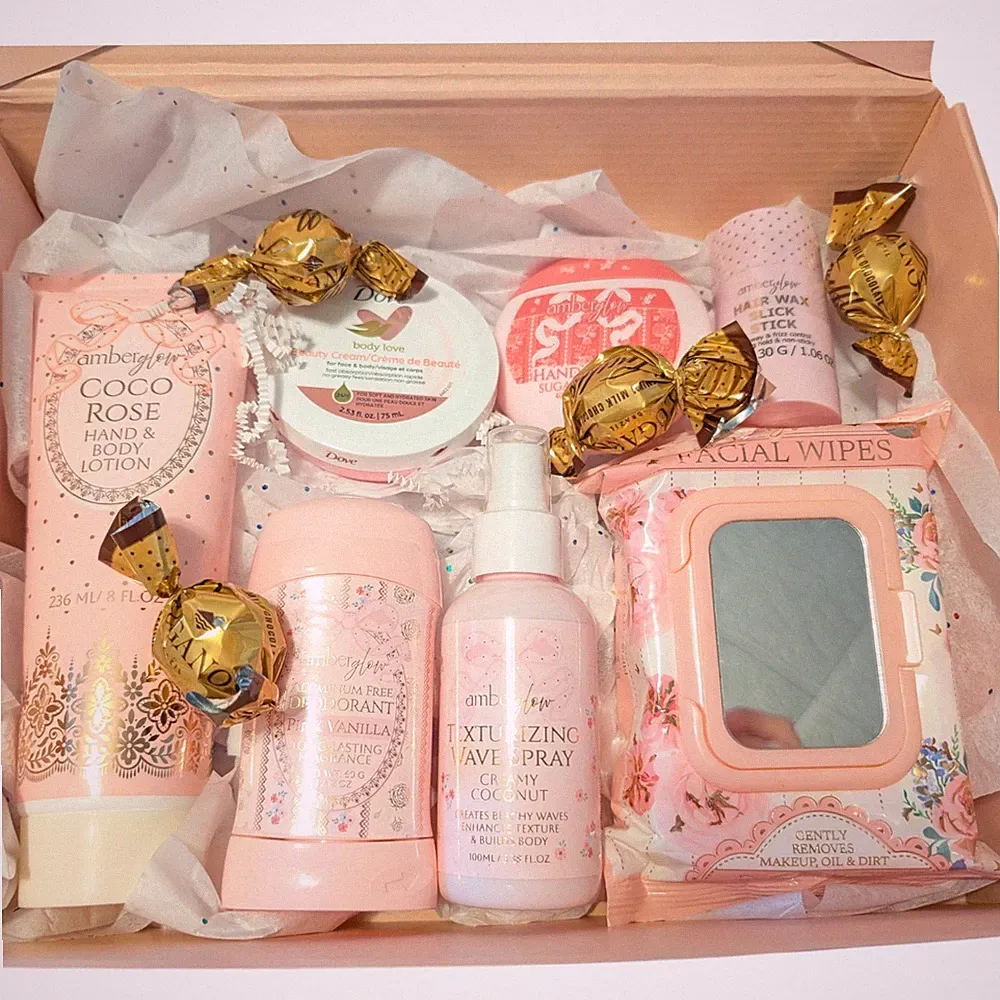 Amber Glow Pink Lotion, Hand Cream, Texturizing Spray & Deodorant Gift Set🎁🎁🎁