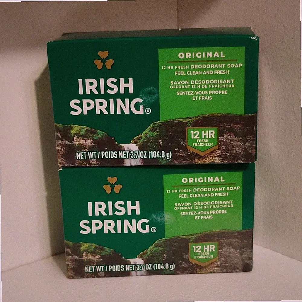 Irish Spring Original Deodorant Soap 3.7 oz 2 Bars Paraben-Free Phthalate-Free