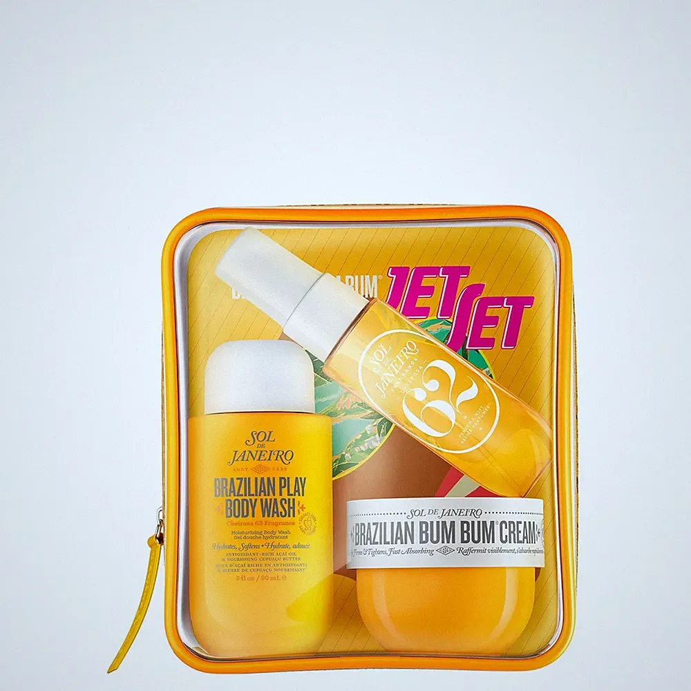 Jet Set Travel Shower Kit Body Wash Bum Bum Cream Perfume Valentine Gift for Her